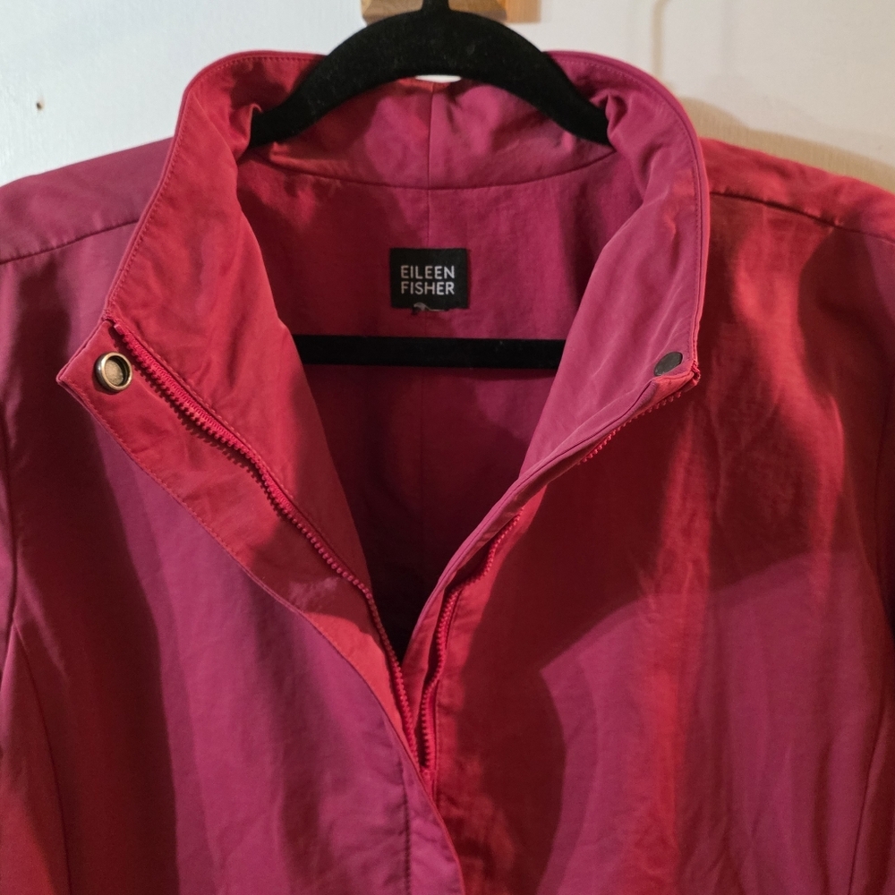 Eileen Fisher Fitted Stand Collar Zip Up Jacket